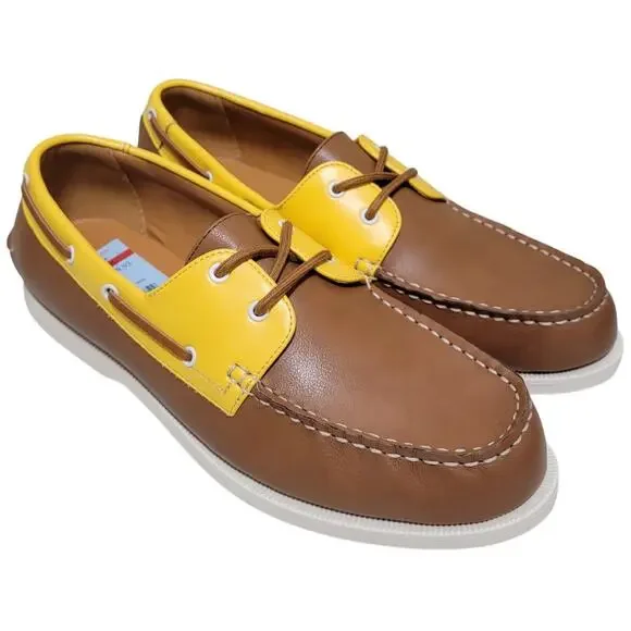 Club Room | Shoes | Club Room Men Elliot 2 Eye Boat Shoes Size Us 15m Tan  Yellow Faux Leather | Poshmark